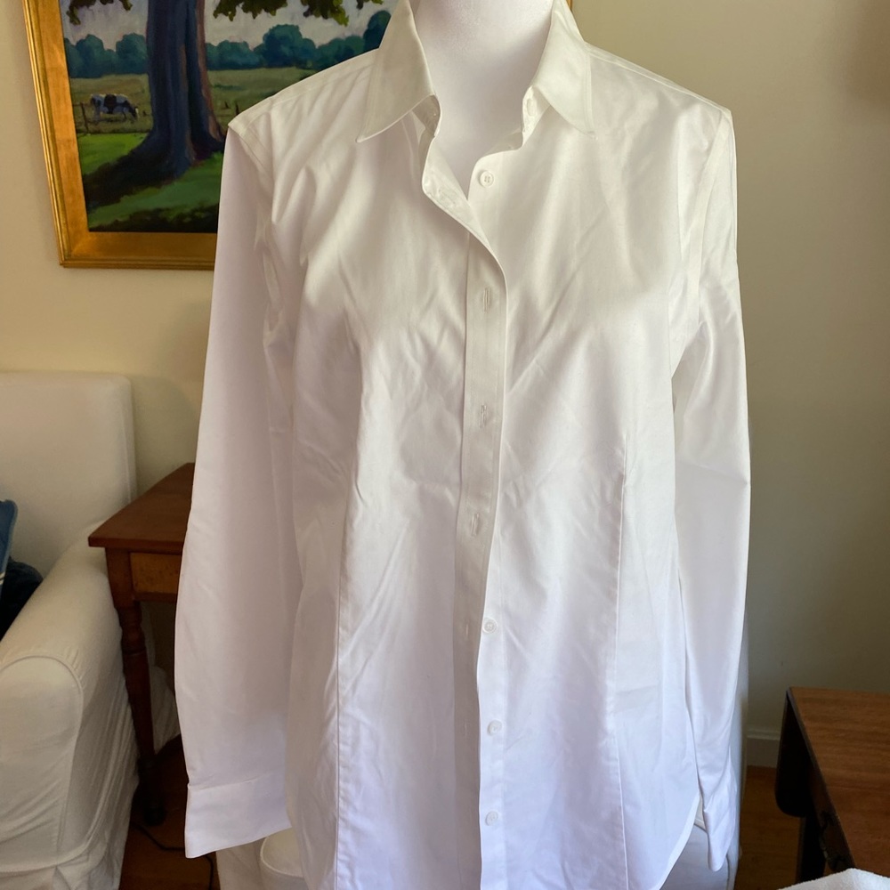 Talbots White Perfect Shirt in wrinkle resistant cotton